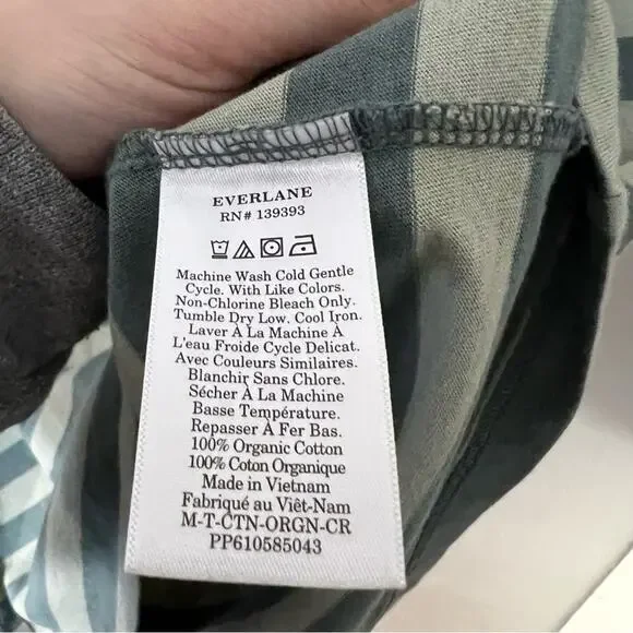 Everlane Men’s Organic Cotton Green Stripe Crewneck Tee - Picture 5 of 6